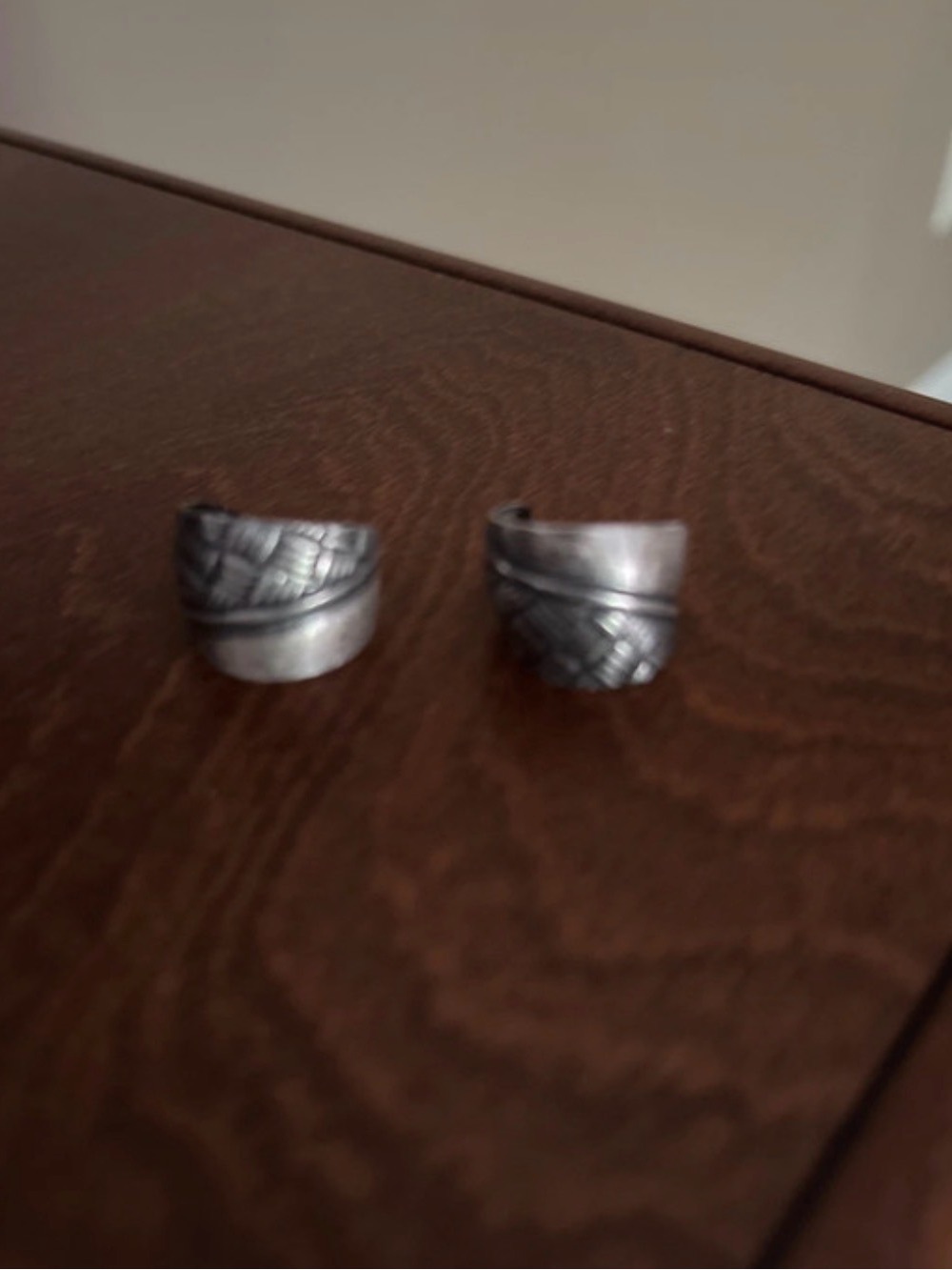 Classic Silver-Tone Textured Cuff Links - Pair